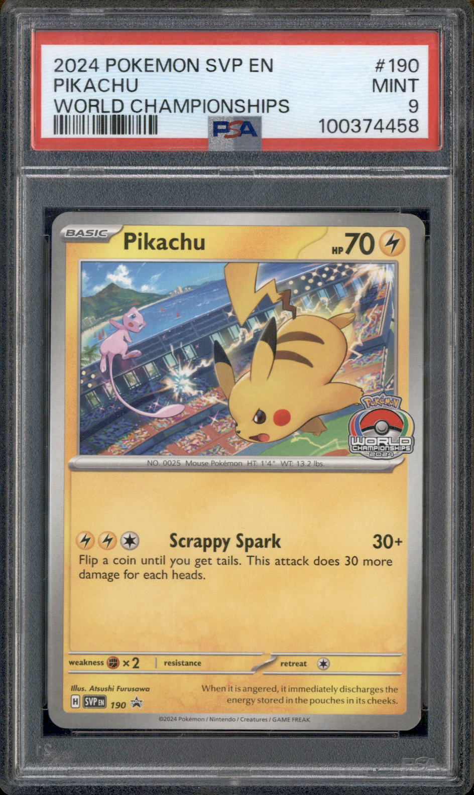 2024 Pokemon SVP EN World Championships #190 Pikachu PSA 9