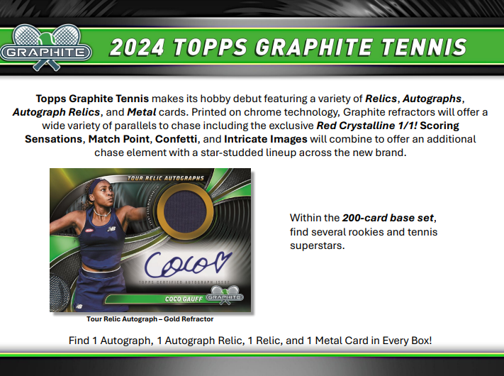 2024 Topps Graphite Tennis Hobby Box